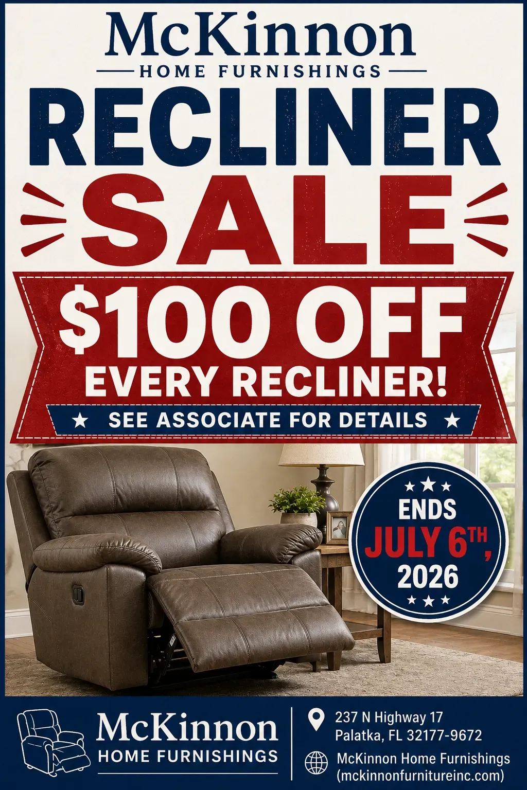 $100 Off Recliners
